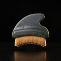 ORAVELLE Sculpting Lymphatic Drainage Face Brush - jade stone handle with ultra-soft bristles on black background